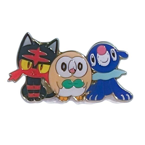 Pokemon Official Alola Starters Enamel Pin Sun and Moon Popplio Litten Rowlet - Picture 1 of 5